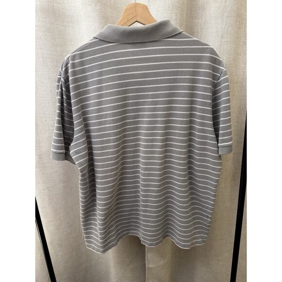 Lacoste Striped Polo Shirt XL Gray White Croc Logo - Picture 3 of 9